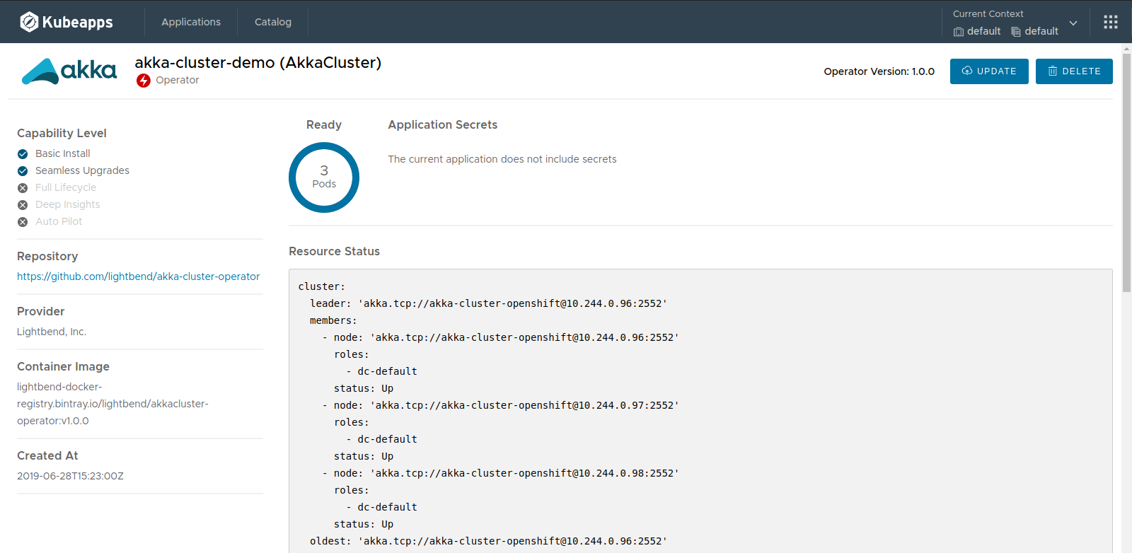 Operator Instance View